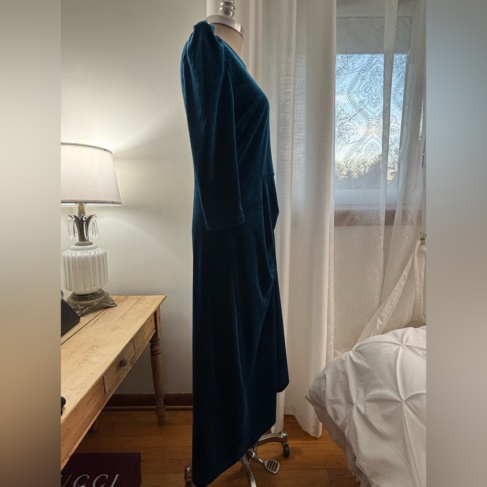 SHEIN Teal Velvet Long Sleeve Dress, L, EUC - Picture 3 of 9